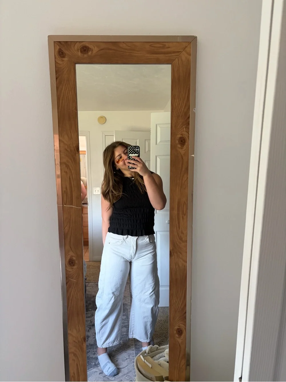 Free people cream barrel jeans